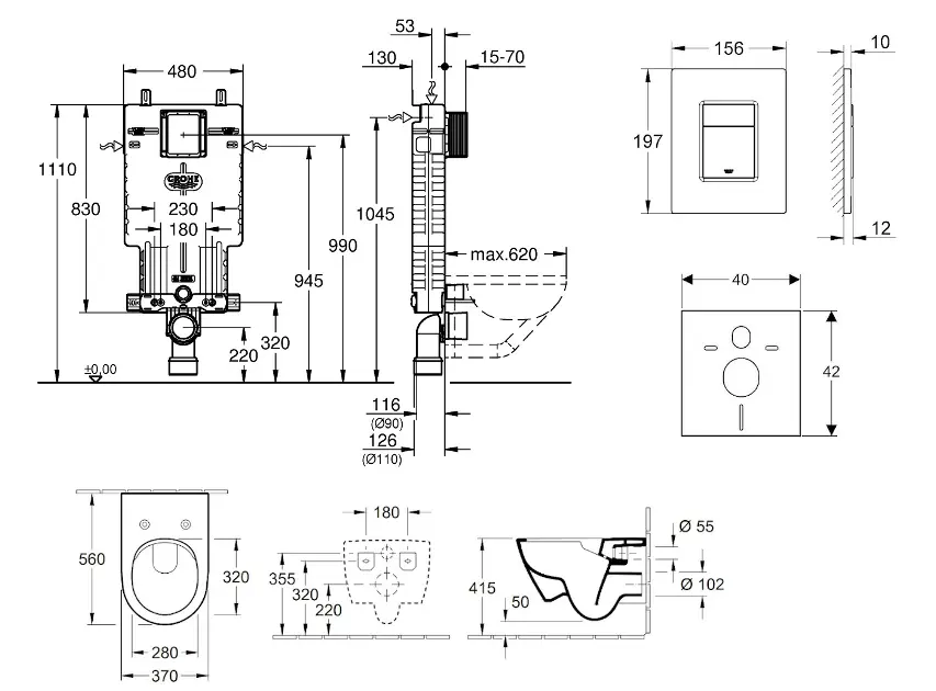 Grohe - Uniset - Fali WC szett - 38643SET-KI – 2. kép