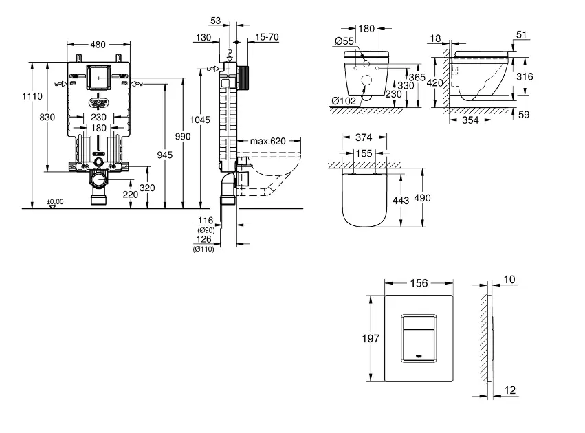 Grohe - Uniset - Fali WC szett - SANI15BB2105 – 2. kép