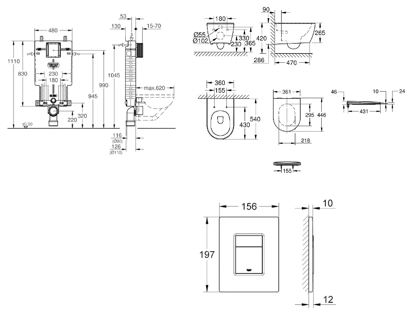 Grohe - Uniset - Fali WC szett - SANI15BB2111 – 2. kép