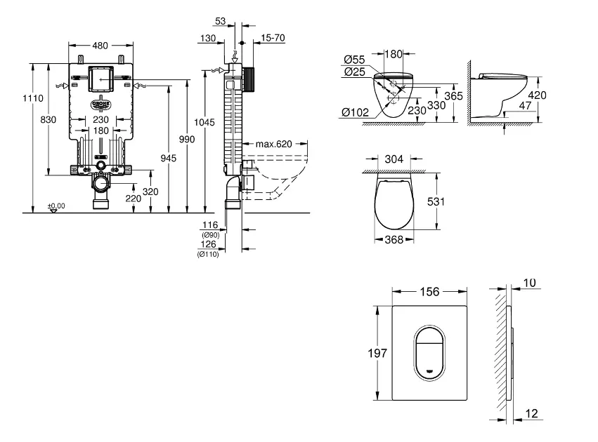 Grohe - Uniset - Fali WC szett - SANI15BB3102 – 2. kép