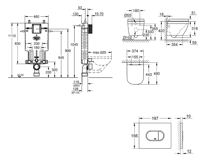 Grohe - Uniset - Fali WC szett - SANI15BB3108 – 2. kép