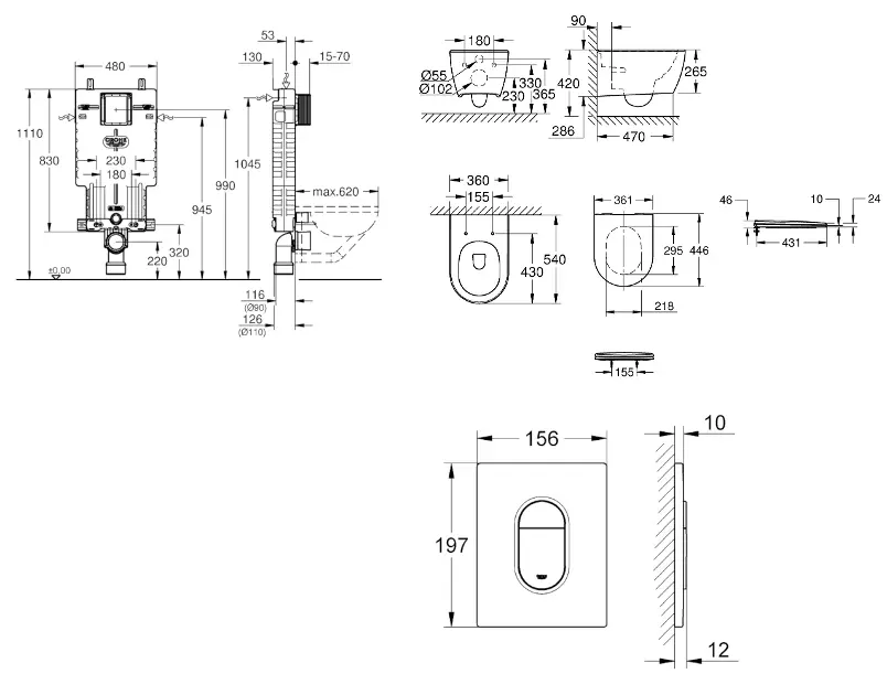 Grohe - Uniset - Fali WC szett - SANI15BB3114 – 2. kép