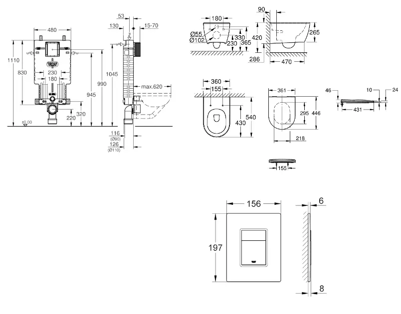 Grohe - Uniset - Fali WC szett - SANI15BB3115 – 2. kép
