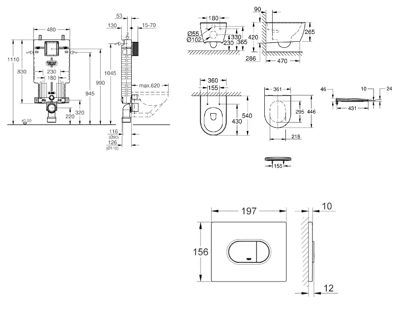 Grohe - Uniset - Fali WC szett - SANI15BB3116 – 2. kép