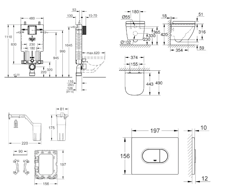 Grohe - Uniset - Fali WC szett - SANI15BB3122 – 2. kép