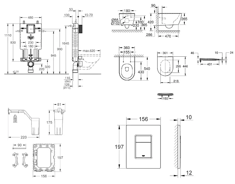 Grohe - Uniset - Fali WC szett - SANI15BB3126 – 2. kép