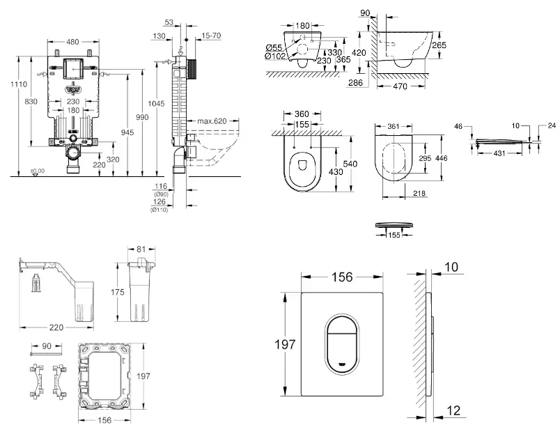 Grohe - Uniset - Fali WC szett - SANI15BB3127 – 2. kép