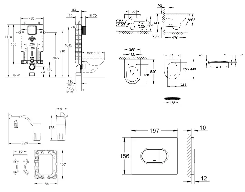 Grohe - Uniset - Fali WC szett - SANI15BB3128 – 2. kép