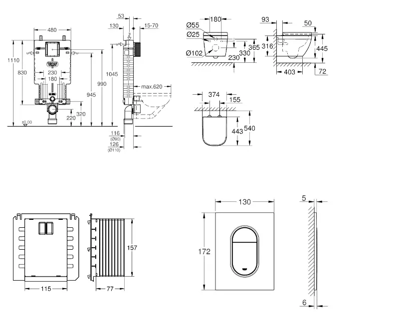 Grohe - Uniset - Fali WC szett - SANI15BB4115 – 2. kép