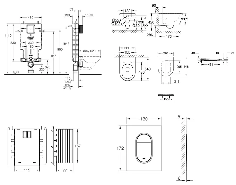 Grohe - Uniset - Fali WC szett - SANI15BB4120 – 2. kép