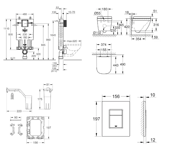 Grohe - Uniset - Fali WC szett - SANI15BB4124 – 2. kép