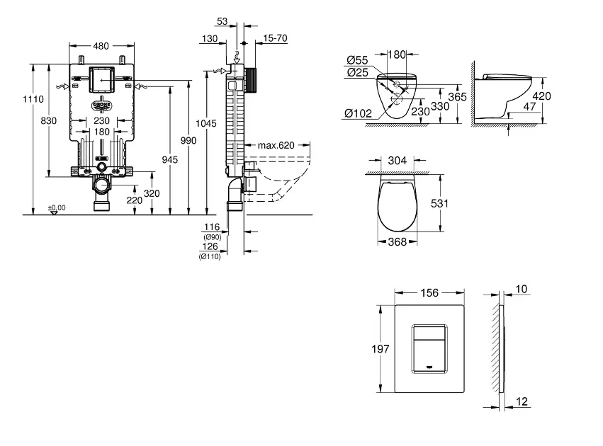 Grohe - Uniset - Fali WC szett - SANI15BB5102 – 2. kép