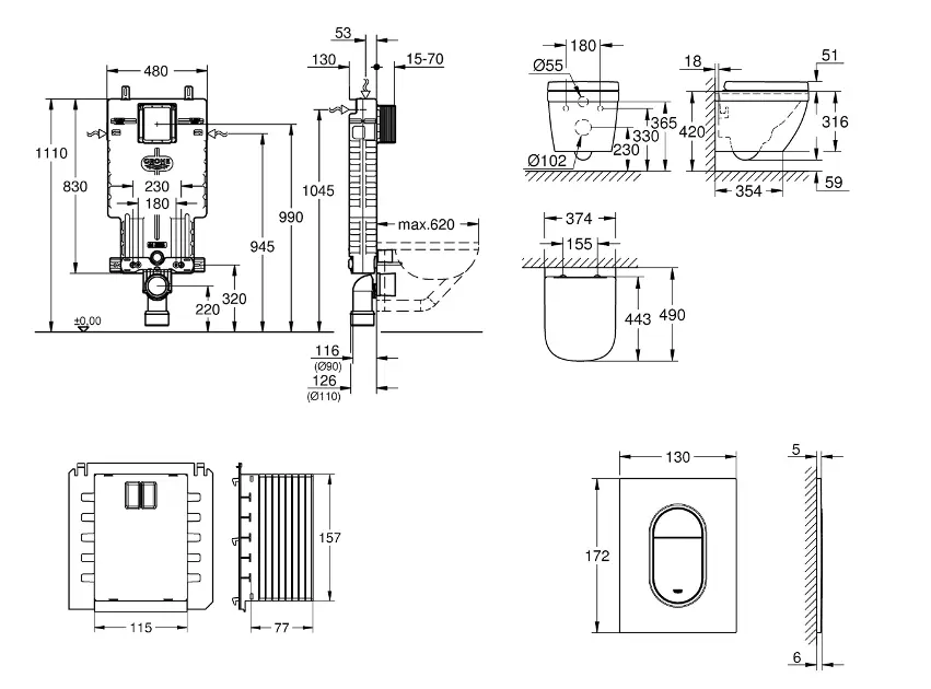 Grohe - Uniset - Fali WC szett - SANI15BB5106 – 2. kép