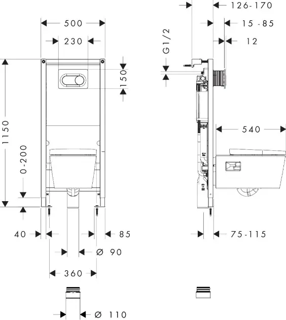 Hansgrohe - EluPura Original S - Fali WC szett - 60302450 – 2. kép
