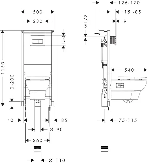Hansgrohe - GladeLake S - Fali WC szett - 60301450 – 2. kép