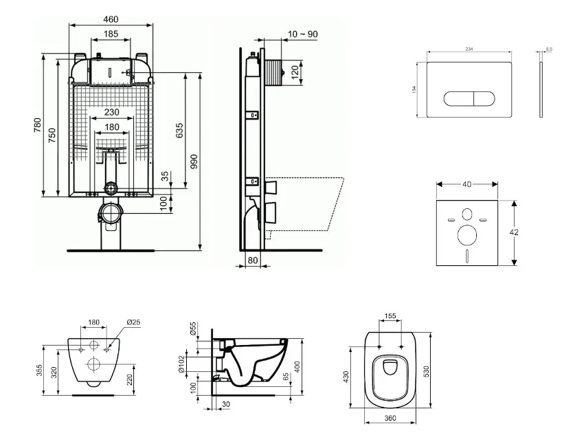 Ideal Standard - ProSys - Fali WC szett - ProSys80M SP88 – 2. kép