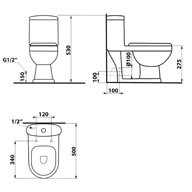 Aqualine - Kombi-WC - PT520 – 2. kép