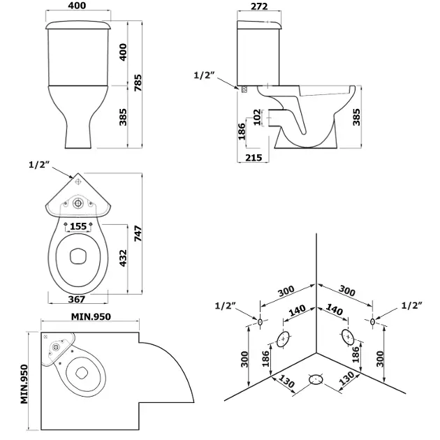 Aqualine - Sanitary ceramics - Kombi-WC - FS1PK – 2. kép