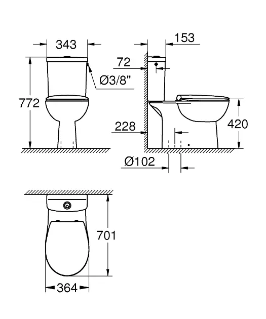 Grohe - Bau Ceramic - Kombi-WC - 39346000 – 2. kép