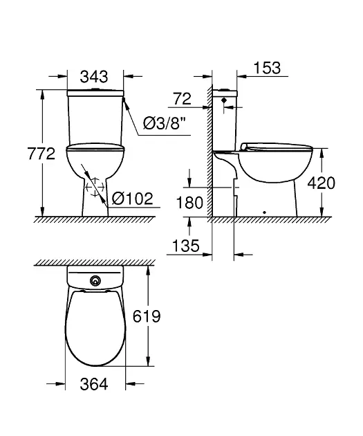 Grohe - Bau Ceramic - Kombi-WC - 39496000 – 2. kép