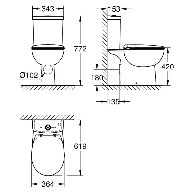 Grohe - Bau Ceramic - Kombi-WC - 39604000 – 2. kép