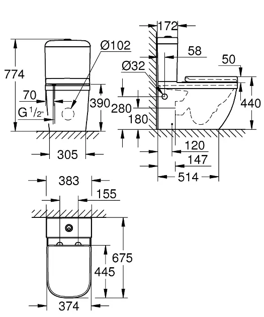 Grohe - Euro Ceramic - Kombi-WC - 39462000 – 2. kép