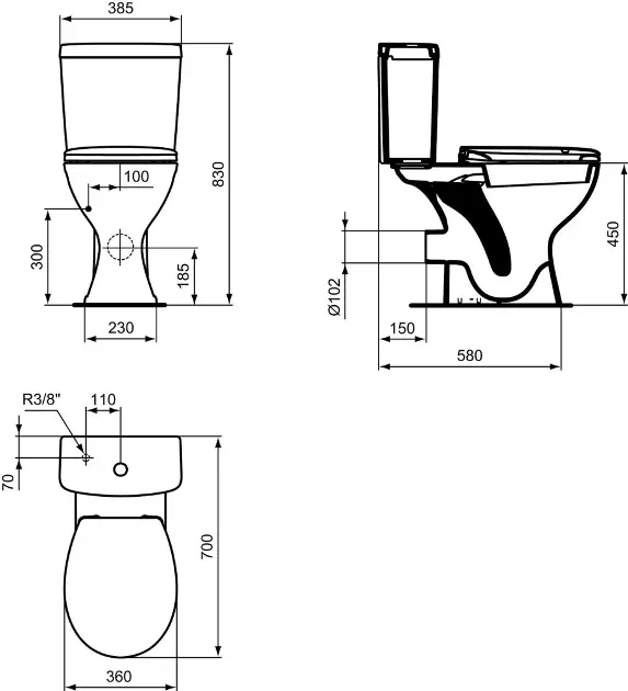 Ideal Standard - Contour 21 - Kombi-WC - E883201 – 2. kép
