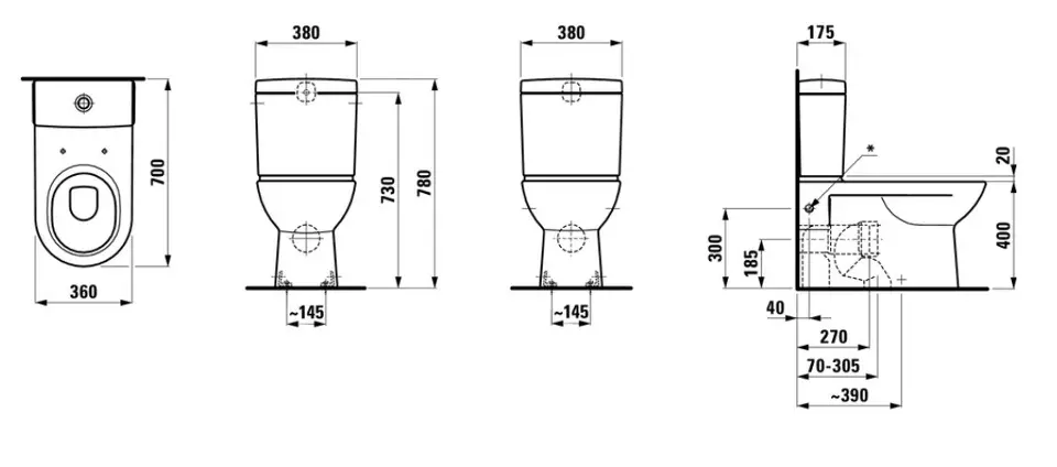 Laufen - Pro - Kombi-WC - H8249580000001 – 2. kép