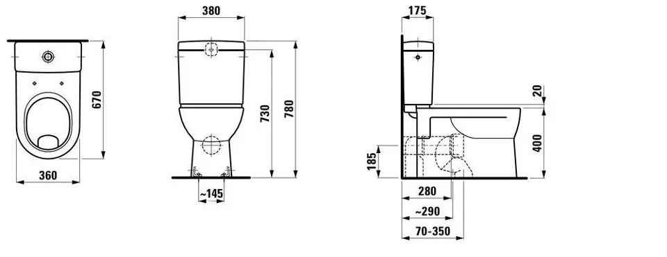 Laufen - Pro - Kombi-WC - H8249590000001 – 2. kép