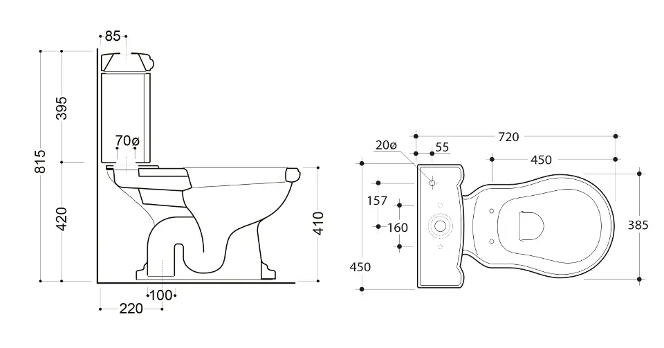 Sapho - Kerasan Retro - Kombi-WC - 101201 – 2. kép