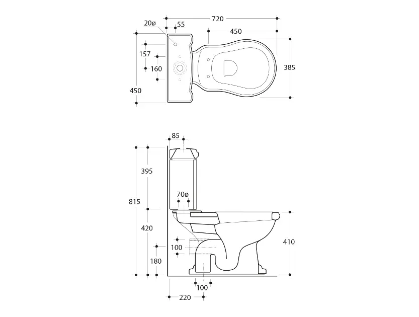 Sapho - Kerasan Retro - Kombi-WC - 108101 – 2. kép