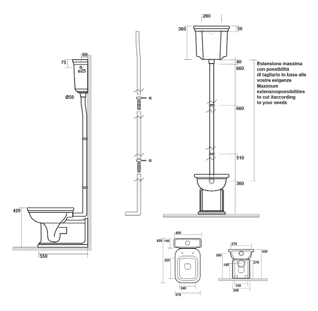 Sapho - Kerasan Waldorf - Kombi-WC - 418001 – 2. kép
