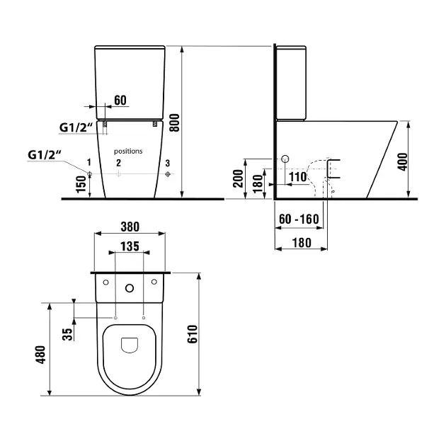 Sapho - Paco - Kombi-WC - PC1012WRGR – 2. kép