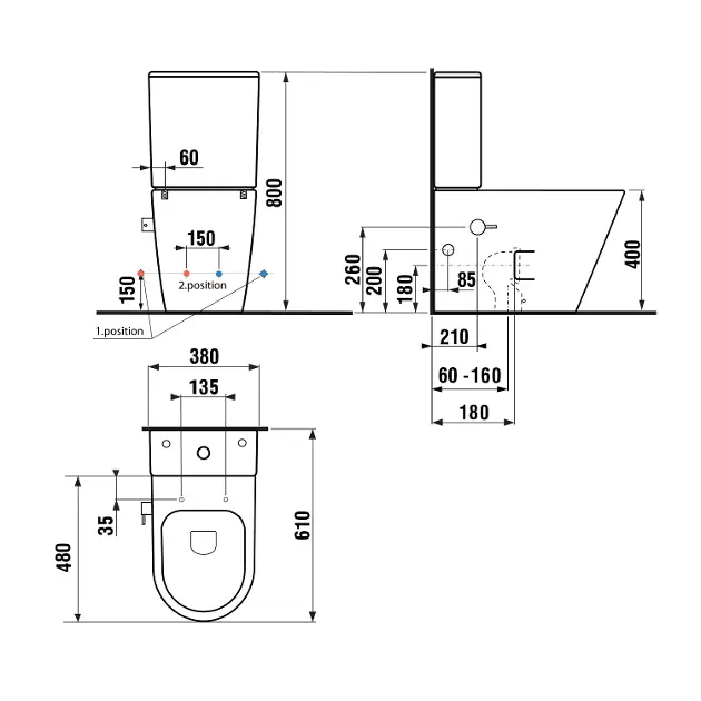 Sapho - Sanitary ceramics - Kombi-WC - PC1012RX – 2. kép
