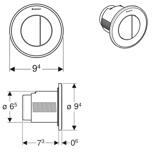 Geberit - Flush systems - Nyomólap - 116.043.21.1 – 2. kép