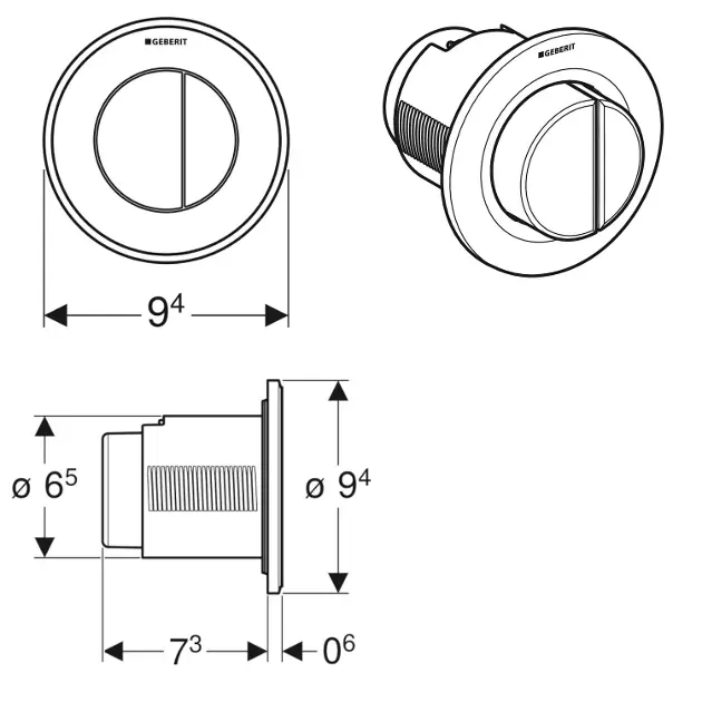 Geberit - Flush systems - Nyomólap - 116.045.11.1 – 2. kép