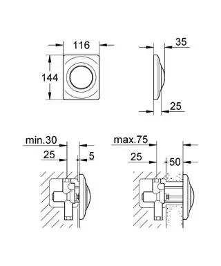 Grohe - Surf - Nyomólap - 37018SH0 – 2. kép