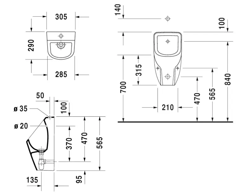 Duravit - D-Code - Piszoár - 0828302000 – 2. kép
