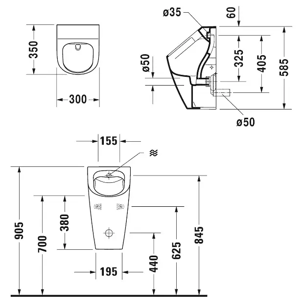 Duravit - ME by Starck - Piszoár - 28093000001 – 2. kép