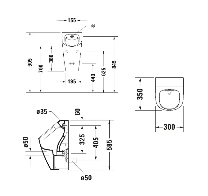 Duravit - ME by Starck - Piszoár - 280930AA00 – 2. kép