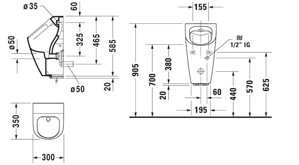 Duravit - ME by Starck - Piszoár - 28093100001 – 2. kép