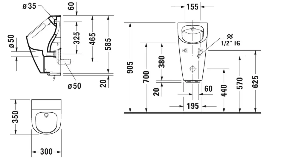 Duravit - ME by Starck - Piszoár - 2809312000 – 2. kép
