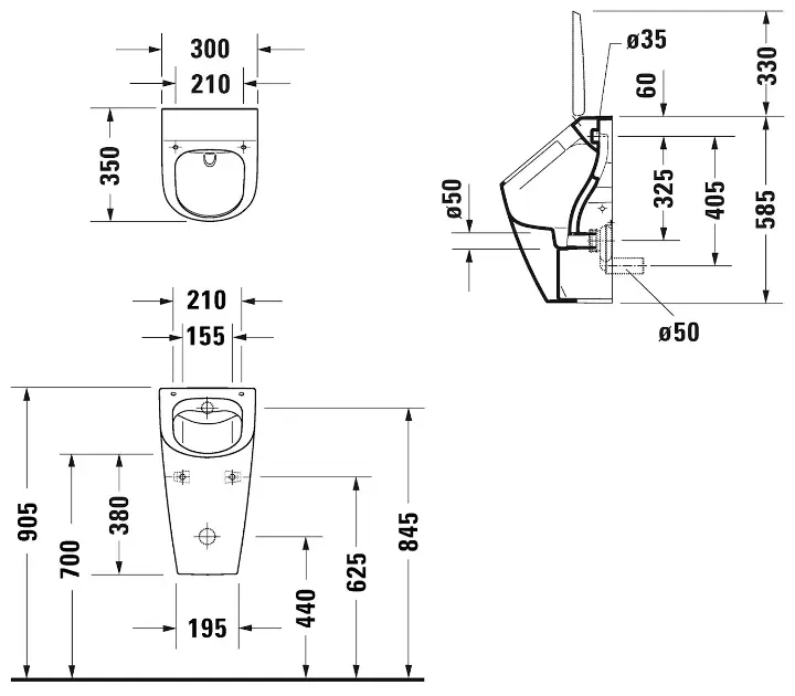 Duravit - ME by Starck - Piszoár - 2812300000 – 2. kép