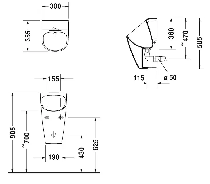 Duravit - ME by Starck - Piszoár - 2814300000 – 2. kép
