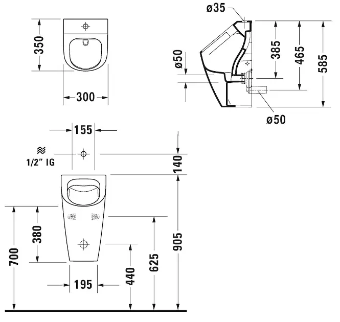 Duravit - ME by Starck - Piszoár - 28153000001 – 2. kép