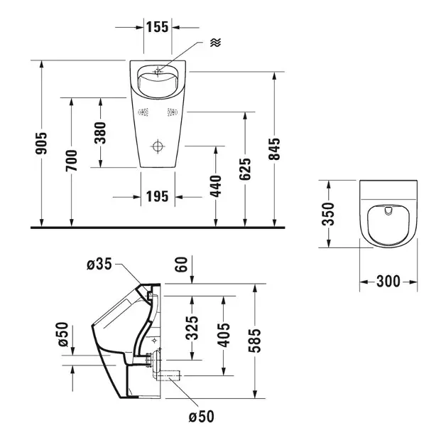 Duravit - Soleil by Starck - Piszoár - 2830300000 – 2. kép