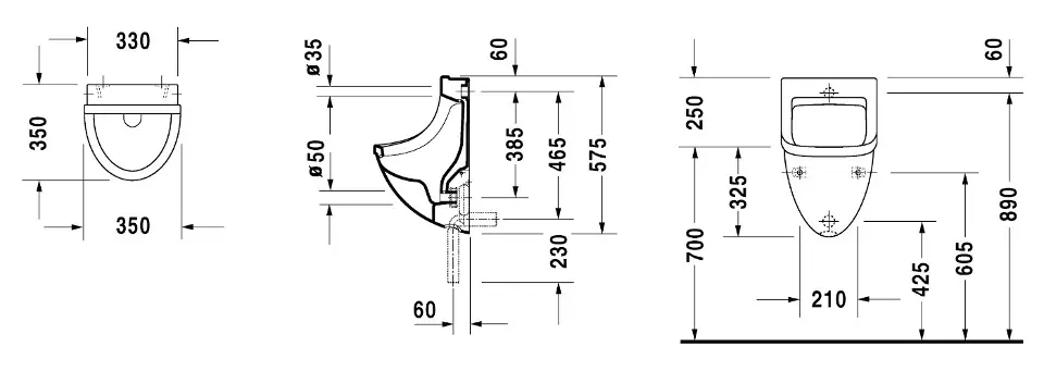 Duravit - Starck 3 - Piszoár - 0821352000 – 2. kép