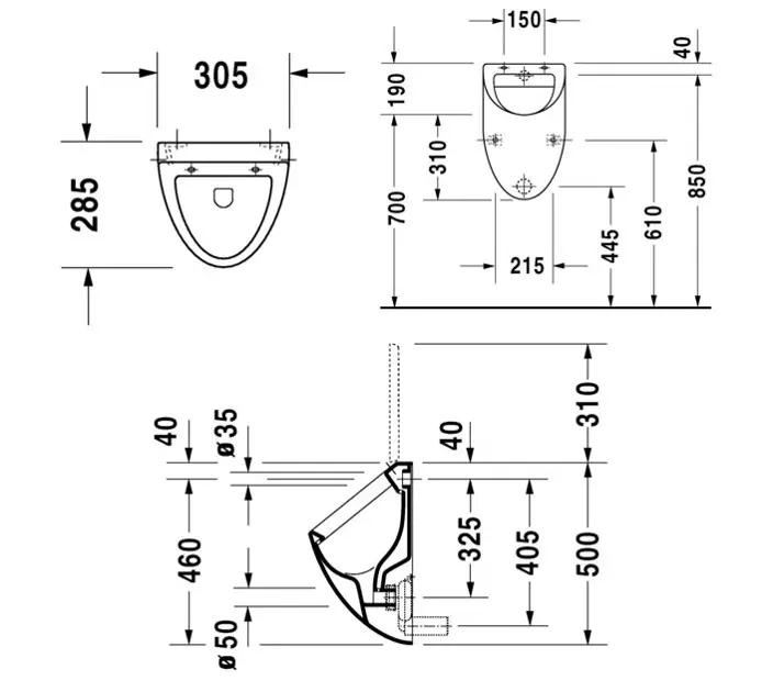 Duravit - Urinals - Piszoár - 08233500001 – 2. kép