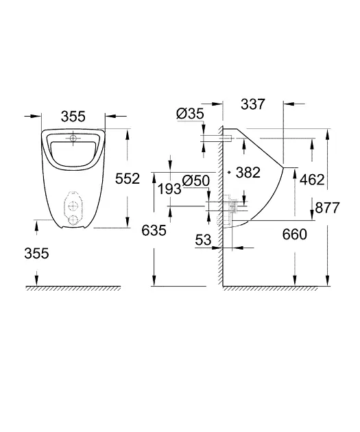 Grohe - Bau Ceramic - Piszoár - 39438000 – 2. kép