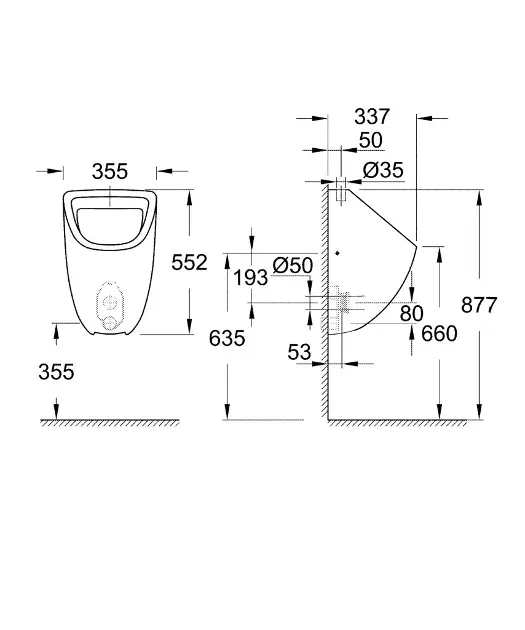 Grohe - Bau Ceramic - Piszoár - 39439000 – 2. kép